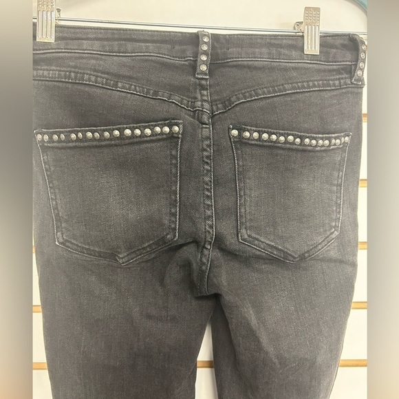 Free‎ People Button Fly Studded Distressed Raw/Frayed Hem Black Jeans - Size 25 - Picture 9 of 9